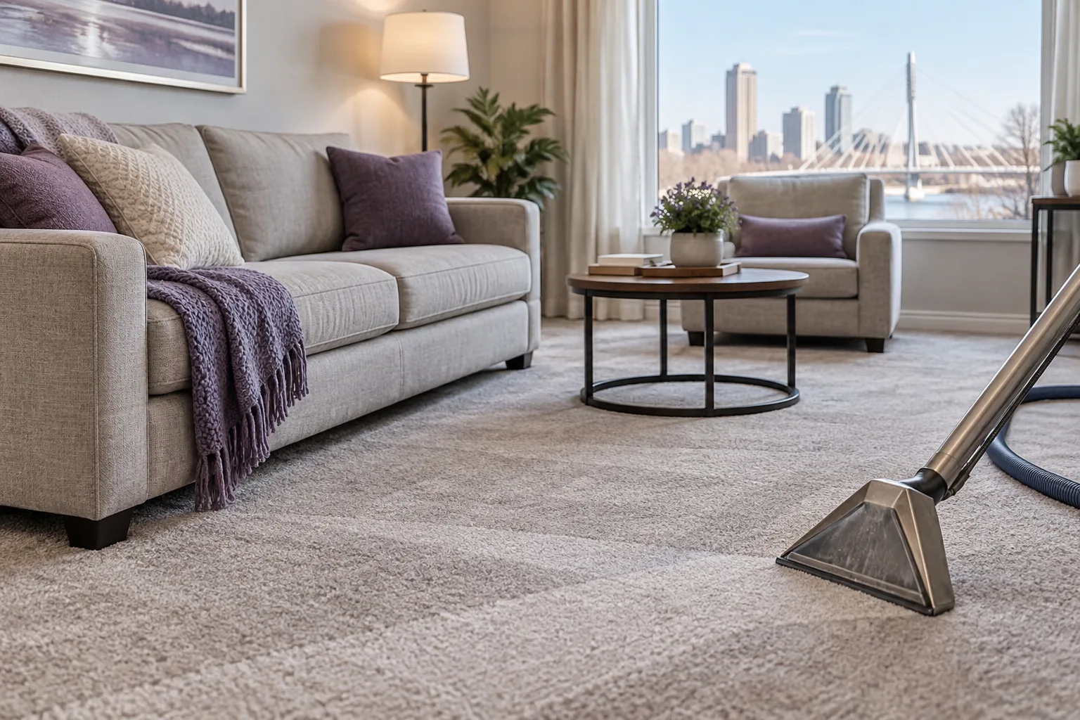 Fresh fabric sofa in a clean living room